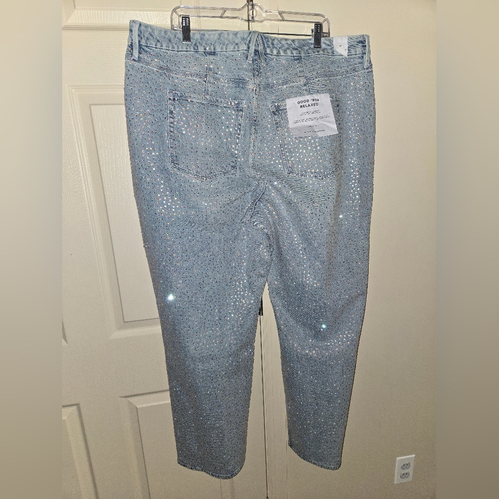 SOLD‼️NWT Good American Good '90s Relaxed Rhinestone Jeans - Picture 5 of 8